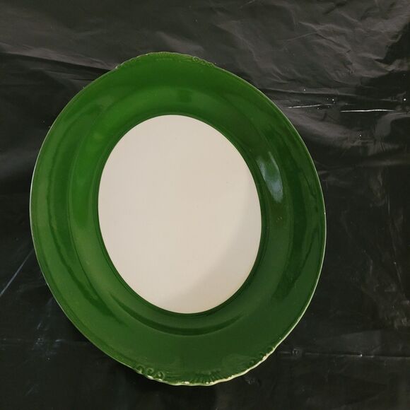 Homer Laughlin Nautilus Lady platter oval green/wht 11.625 in E51N8 - Picture 5 of 11